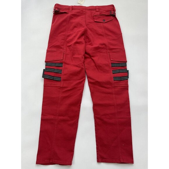 Guess Men’s Places+Faces Cargo Jeans Relaxed Fit Comfort Stretch In Red Size 34 - Picture 7 of 12
